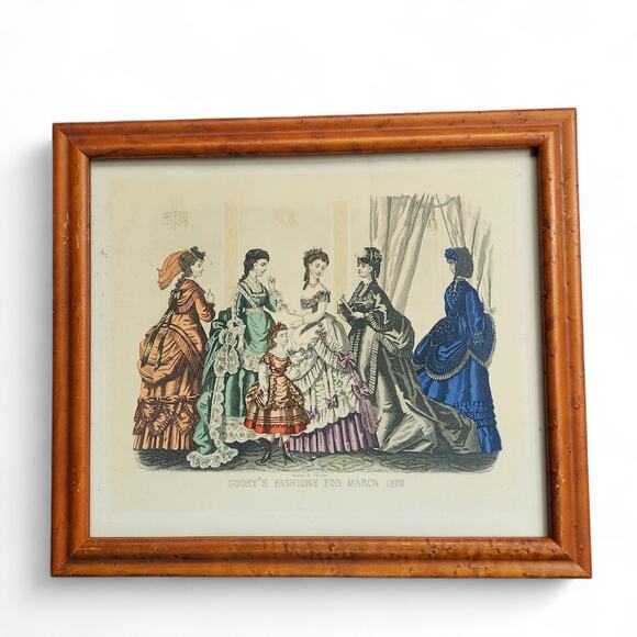 Godey's Fashions 1870 Framed Art Prints Lot Of 3 Victorian Antique Dec Mar Sep - Picture 4 of 5